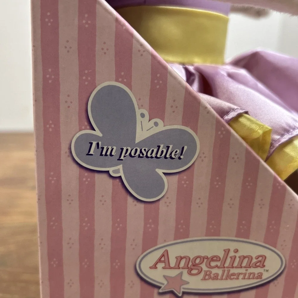 Vtg Springtime Angelina Ballerina Plush Purple Dress Flower Poseable DVD NEW HTF